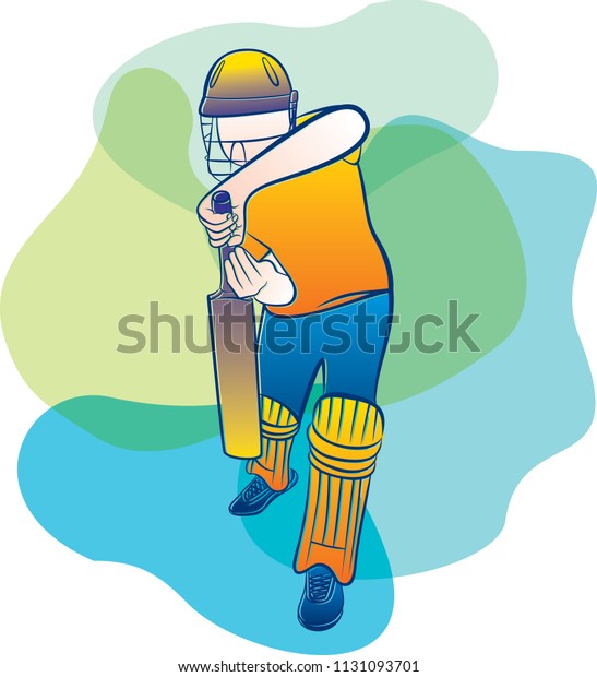 Cricket Player Ready Defend Position Cricket Stock Image