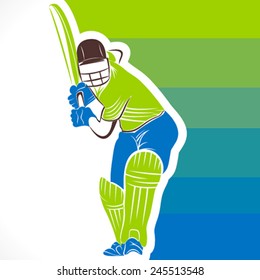 cricket player ready for hitting ball with colorful banner  background vector