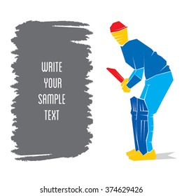 cricket player ready position to hit the ball , paint board for write your text design