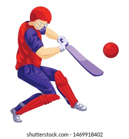 Cricket player red equipment icon. Cartoon of cricket player red equipment vector icon for web design isolated on white background