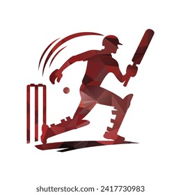 Cricket Player Running Style Logo Vector
