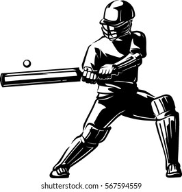 Cricket Player Shadow Illustration