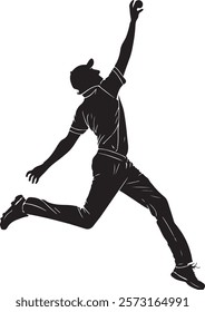 Cricket Player Silhouette design Dynamic Action Pose