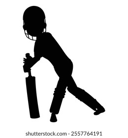 Cricket Player Silhouette Icon for Sports and Athletic Themes