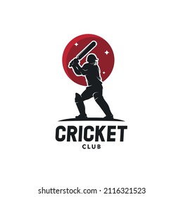 Vector de diseño del logotipo de la silueta del jugador de cricket