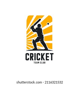 Cricket player silhouette logo design vector