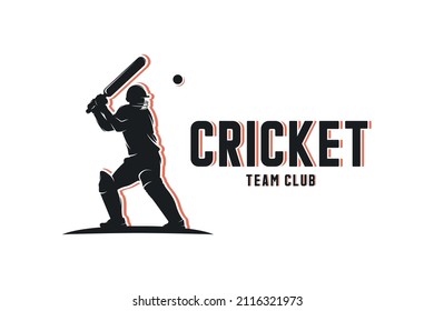 Cricket player silhouette logo design vector