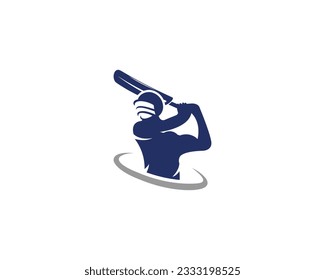 Cricket player silhouette logo design icon vector symbol template.