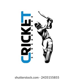 Cricket player silhouette vector illustration design abstract