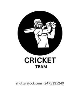 Diseño de Ilustración vectorial de silueta de jugador de críquet abstracto. Plantilla de Vector con diseño de logotipo de críquet. apta para deportes, juegos y clubes