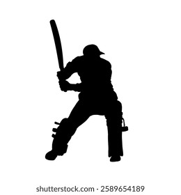  cricket player silhouette - vector illustration