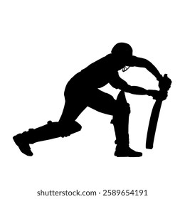  cricket player silhouette - vector illustration