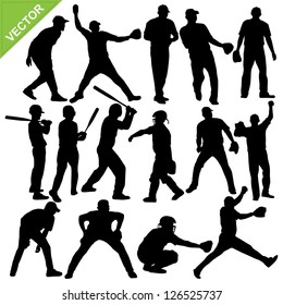 Cricket player silhouettes vector