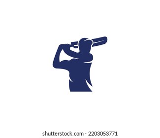 Cricket Player And Cricket Sport Logo Design Vector Icon Symbol Template Illustration.