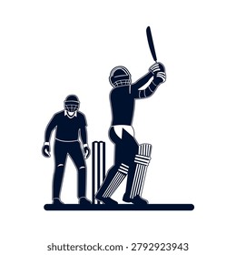 A Cricket player are trying to score runs by hitting the ball with the bat Vector Design Illustration