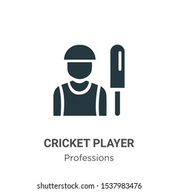 Cricket player vector icon on white background. Flat vector cricket player icon symbol sign from modern professions collection for mobile concept and web apps design.