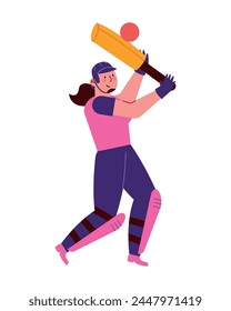 cricket player woman illustration design