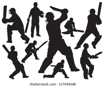 cricket players silhouette