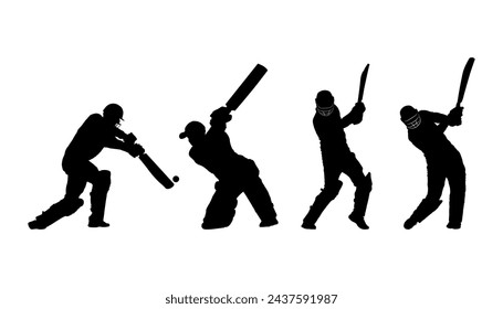 Cricket players silhouette, Cricket silhouette, Cricket player silhouette collection, Cricket player