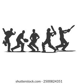 Cricket Players Silhouettes, Cricket player silhouettes Collection, Set of cricket players silhouette