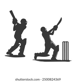 Cricket Players Silhouettes, Cricket player silhouettes Collection, Set of cricket players silhouette