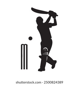 Cricket Players Silhouettes, Cricket player silhouettes Collection, Set of cricket players silhouette