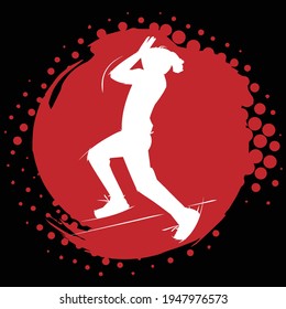 cricket playing colour vector illustration