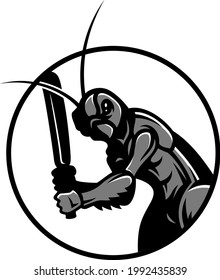 A Cricket Playing Cricket Logo Designed with Cartoon Character 