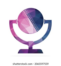 Cricket Podcast logo in Trophy shape. Microphone and cricket ball logo concept design.