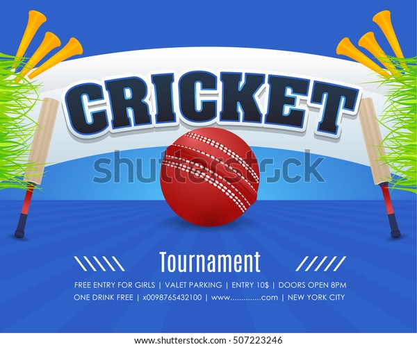 Cricket Poster Event Info Postcard Design Stock Vector Royalty Free 507223246