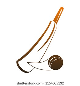 Cricket racket and ball orange lines