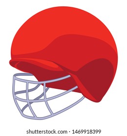 Cricket red helmet icon. Cartoon of cricket red helmet vector icon for web design isolated on white background