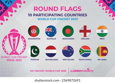 Cricket Round Disc Flags of Participating Countries of Cricket World Cup 2023