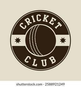 Cricket Round Seal, Vector Illustration Web Stamp Symbol Abstract Editable image