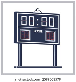 a cricket scoreboard, an essential part of the game used to display team scores, overs, and other match details.