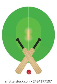 Cricket set in front of field. vector