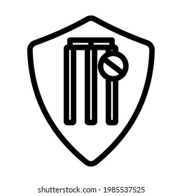 Cricket Shield Emblem Icon. Editable Bold Outline Design. Vector Illustration.
