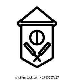 Cricket Shield Emblem Icon. Editable Bold Outline Design. Vector Illustration.