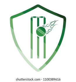 Cricket shield emblem icon. Flat color design. Vector illustration.