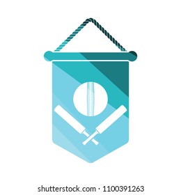Cricket shield emblem icon. Flat color design. Vector illustration.