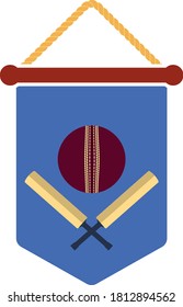 Cricket Shield Emblem Icon. Flat Color Design. Vector Illustration.