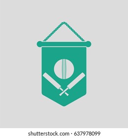 Cricket shield emblem icon. Gray background with green. Vector illustration.