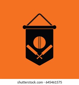 Cricket shield emblem icon. Orange background with black. Vector illustration.