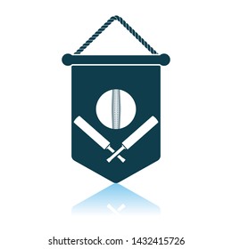 Cricket Shield Emblem Icon. Shadow Reflection Design. Vector Illustration.