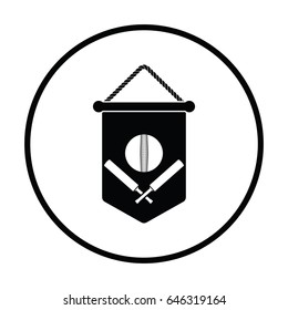 Cricket shield emblem icon. Thin circle design. Vector illustration.