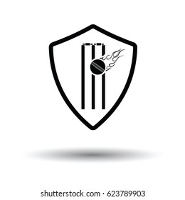 Cricket shield emblem icon. White background with shadow design. Vector illustration.