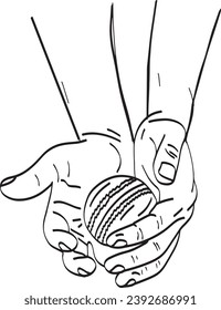 Cricket Skills Unleashed: Cartoon Clip Art of Ball Catching, Perfect Catch Technique: Flat Design Cartoon of Cricket Hands, Game-Changing Catch: Cartoon Clip Art of Cricket Player Hands