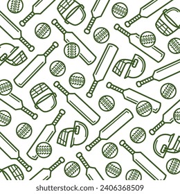 Cricket and soccer background, pattern set. Collection icons cricket. Vector