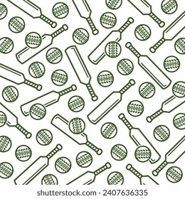 Cricket and soccer background, pattern set. Collection icons cricket. Vector