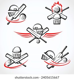 Cricket and soccer label and icon set. Collection icons cricket. Vector